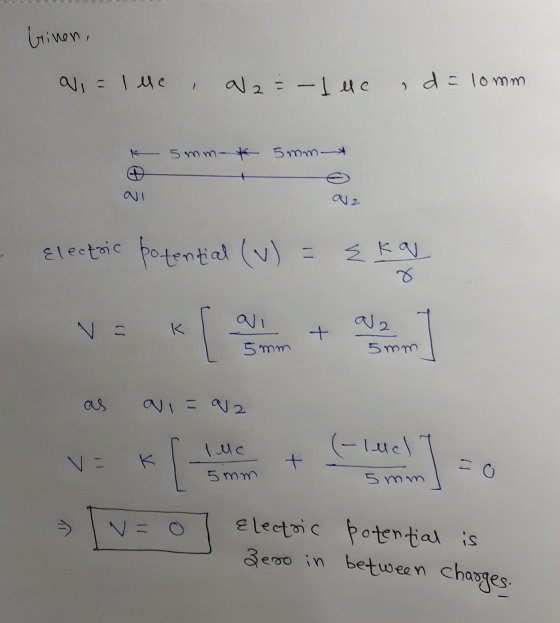Grinen, al = I le al2 = -1 le delomm K 5 mm 5mm Q2 Electric potential (u) =žka K a2 + 5mm 5mm ai= a 2 luc K [- + (-lucl 5mm =