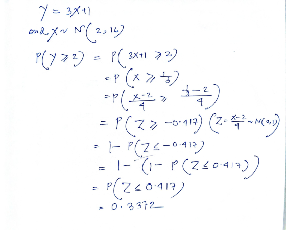 PC y = 34+1 and you (2,16) P(772) 3X+1 72 op (x > +) ( **) = P(77 -0-412) (2=*, MCO = 1- (1-PC220-417) P(Z20:417) P - P(Z <-0