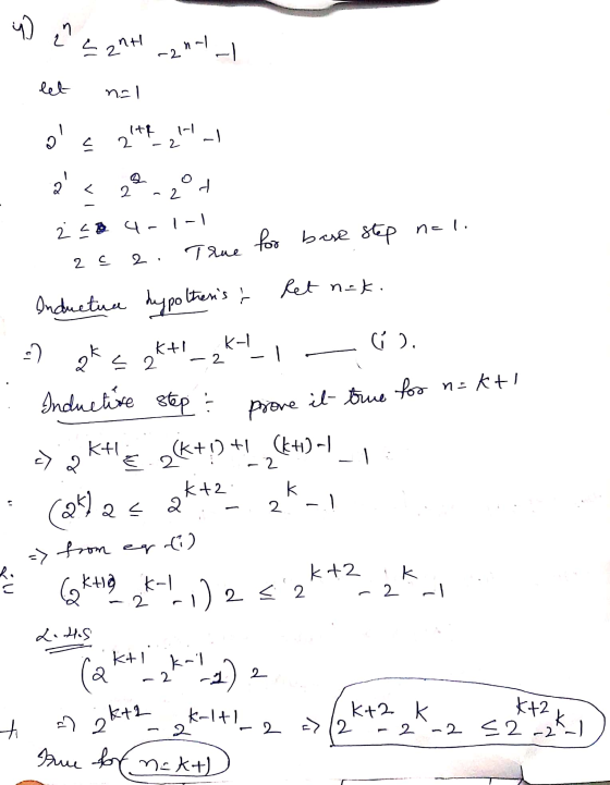 4) ? 2 2ht! _2|-| . let nal ¿Le 4-1-1 1. 2. 2. True for base step nal. Inductua hypothesis & Ret nak. -2 ok s ok+_2k1_1- ).