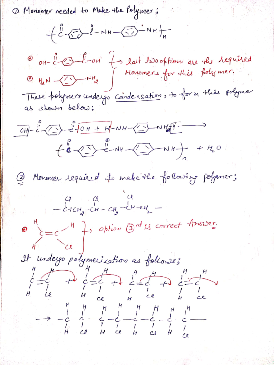 o Monomer needed to make the Polymer, fiel-nu-Xinuto • H o l-on z last two options are the required © Hen - Nha ✓ Movnomers f
