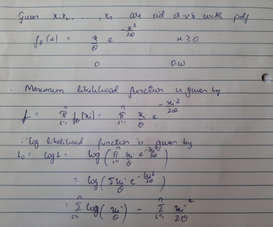 - Guer xx. are ind ovs with polf OW 0 likelilwod . Marunum functus is gwen by - niz 20 bo Log likelilood function in gewer b