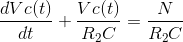 N dV c(t) V c(t) + dt R2C RC