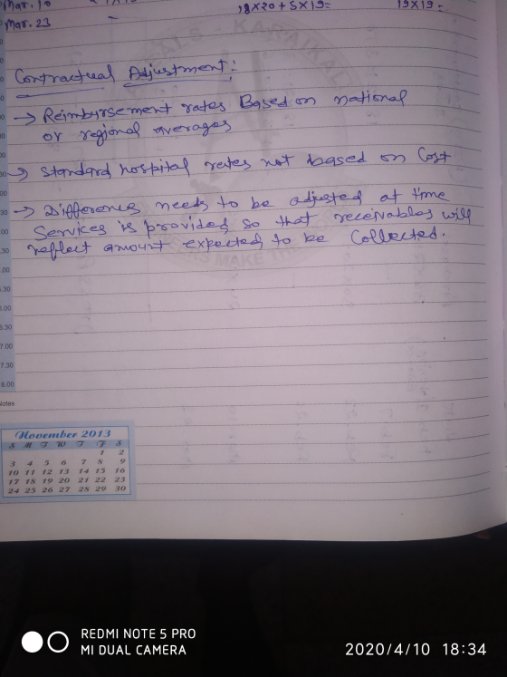 .. 988 20+5x19= 19X19 mar. 23 1. Contractual Adjustment- Reimbursement rates. Based on national 30 or regional averages so st