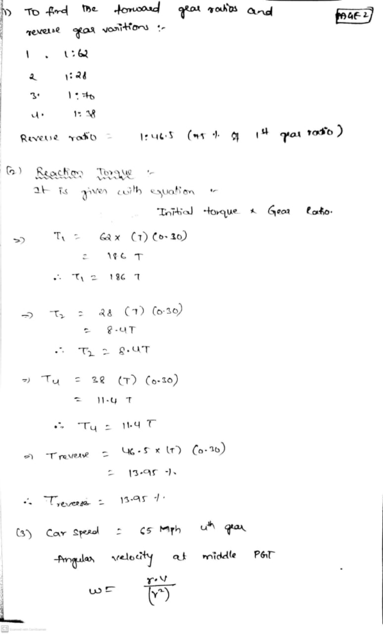 To find geal rounds and the forward gear varitions AGE 2 reveuse 1 062 2 1:28 1:10 Revere ratio = 1:46.5 (5) yal radio ) Reac