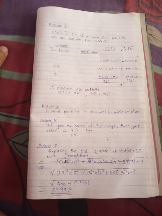 ECAS 2 soat L ID of minimum gisk we can consider for T-Notes portfolio, I Notes - E(R) CSD tx64 26.1 .1X12): 29). 0.5X61 - 37