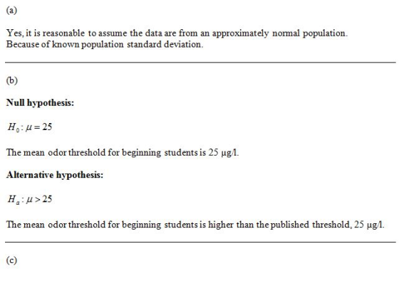Yes, it is reasonable to assume the data are from an approximately normal population. Because of known population standard de
