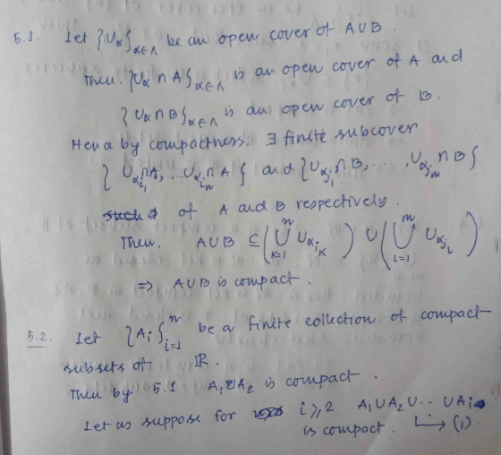 5.1. IREN JKER Set 3 Uxl be an open cover of AUB. Then. Ix nA is an open cover of A and ? Van Ble is an open cover of B. Henc