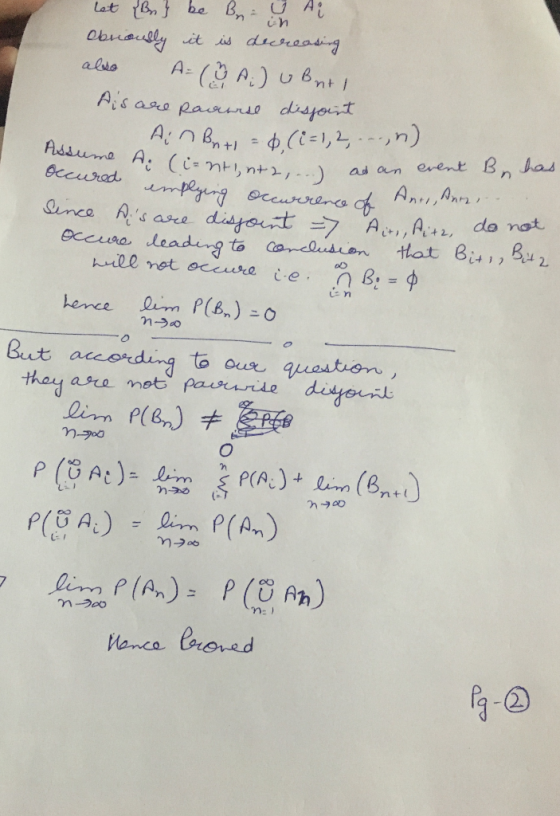 Assume A. (int nts occured emplying occurre n-> let Buy be Bry i Obnoudly it is decreasing also A (A) & But I Ais are pararse