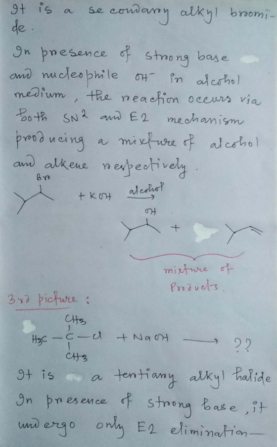 It is a se condaroy alkyl broomi- de. In presence of stroong base and nucleophile ot in alcohol medium, the reaction occurs v