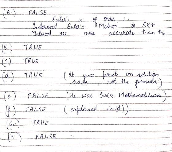 AĄ FALSE Methoel araccunate than t (C)-- TRUE t、 4.ft. AAM. ld) EALSE C2 FALSE