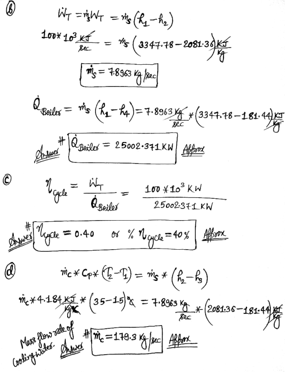 6 Wy = m WT = mg (hy-ha) Low 046 = *(1944-45 – 298.augue in mg = 7.8963 Kg/sec) 1.16-182.el en sec = 25002-371KW Abboox Celin