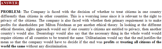 PROBLEM: The Company is faced with the decision of whether to treat citizens in one country differently than citizens in othe