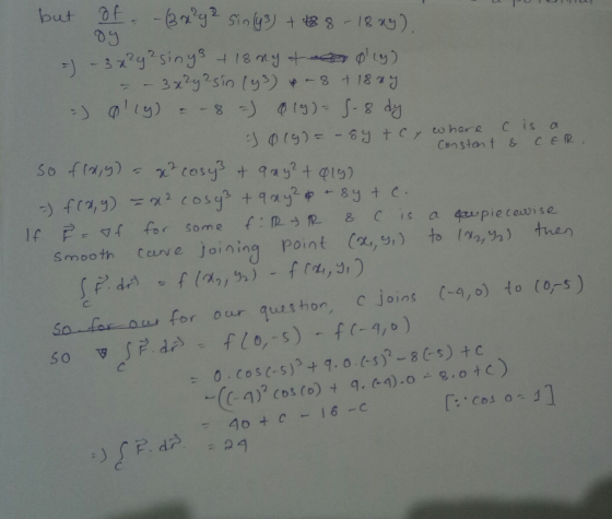 but of - Constant & CER. - (3 x²y3 sin(43) + t 8 - 18 xy). = - 3x²y2sings +18 ny t rolly). - - 3 x 2 y 2 sin (43) -8 + 18ry,
