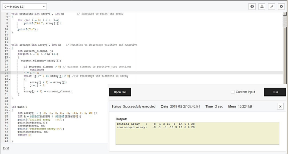 C++14 (Gcc 6.3) 5 void printtunc (int arrayint n) // function to print the array for (int i-0: 1 <n: 1++) printf(%d , array