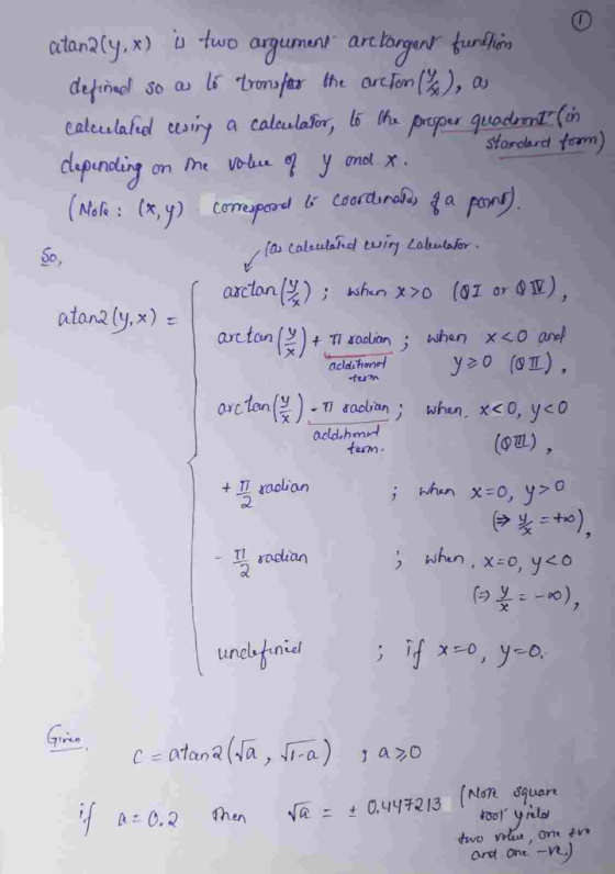 atan2 ty.x) o two argumn aretorgent fundhis So as li tronsfar the are fon), a depinel caleslafud tesiry a calaulakor, th pres