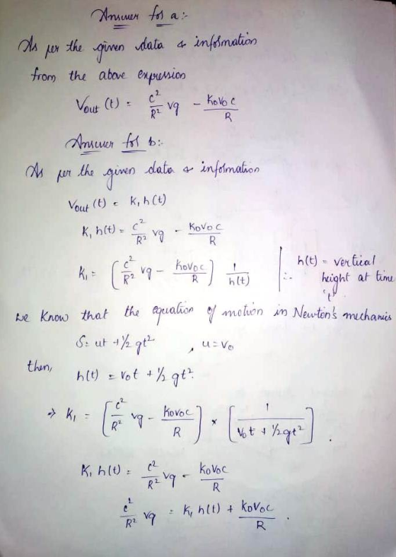 fr om the abve expuio VuV uer iwen data injoimaio Vou (t) K, h Ct) Kovo c h(t) verti Vahovoc :hight a tumu knon thattamelien