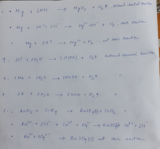 - Mall, o.. Mg + 2HCl & Hy h , balanced chemical Reaction • & H₂ , sonk Reation Mg + 2H+ + 2 ct M+ 42cí Mg + 2H+ - Megat +Hz
