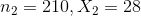 n_2=210, X_2 = 28