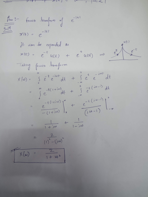 Aus :- fonnier transform of et altl W10) - e 2(t) It can be expanded as alt) = e ult) t e utt) » Taking fonier kron form - so