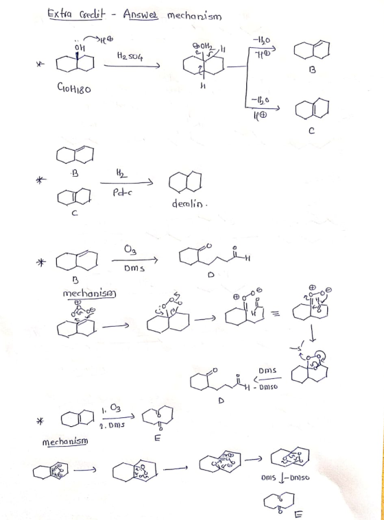 Extia Creclit - Answe mechanism OH H2 SO4 CioH18O Pd-c delin pms mechanism ి Dms H- Dmso D O3 2.DMS mechanism onisbnso LT 8-8
