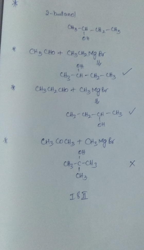 2- butanol CH-CH-C - CH₂ CH₃ CHO + CH₃ CH, rag Br 04 % Hz-CH-CH₂ - CH3 CH3 CH₂ CHO & CH₃iger CH₂ - CH₂ - CH - CH₂ ✓ * CH₃COCH