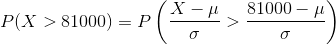 P(X > 81000) ( X-μ-81000-μ P