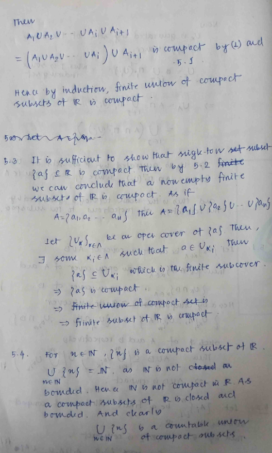 Then ANA₂ U- - UA; U Air = (A, UAGU... UA;) U Ait is compact by (1) and 5.1 . Hena by induction, finite union of compact subs