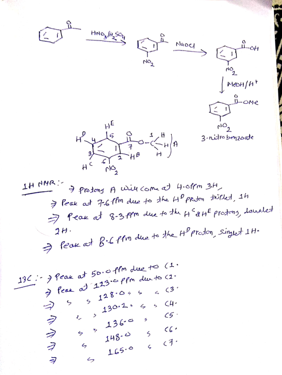 od mene ne morem Naou FO MEGH/HT من سلا HE niO2 3-nitrobenzoate ir 70-H9 1 H NMR :- - 7 protons A will come at 4.offm 3H, Pea