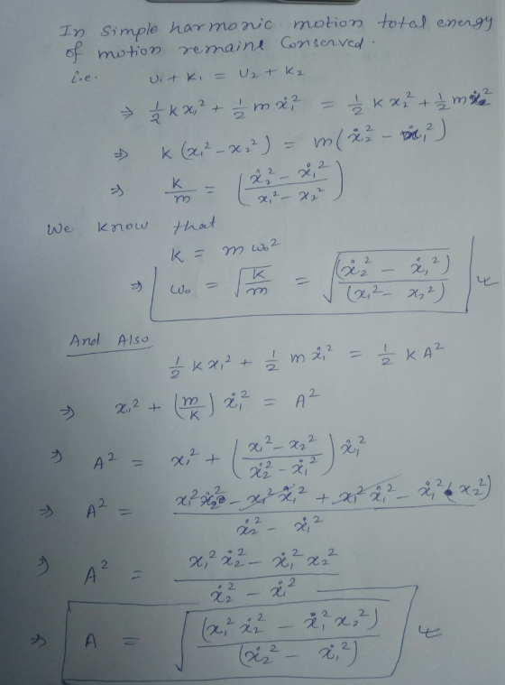 Tn Simple harmonic motion totel energ of motion remaint Consenve 兄 We know that Aned Als 2. 2 s 2