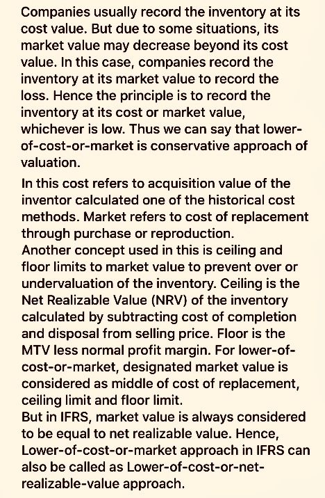 Companies usually record the inventory at its cost value. But due to some situations, its market value may decrease beyond it