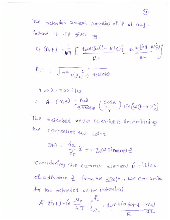 instontiş giuen by e) R. 2 C6S9 nefanked vector potential B detemined b ons den