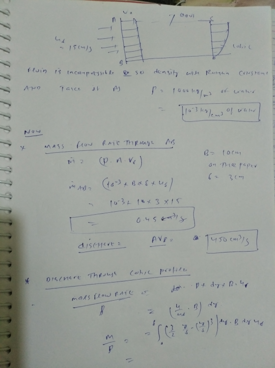 - 15(m)s (abic fluin is incolupressible so density with Roman Consrono a AND Talce it A p a tuwukol of water 110 3 kgend of w