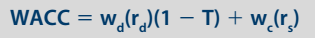 WACC = w(r(1 T) w(r)