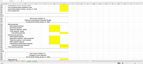 V1 AB F G H I J K L M N O P Q R S T 119 120 D E Finished goods inventory, January 1, 2020 Cost of finished goods available fo