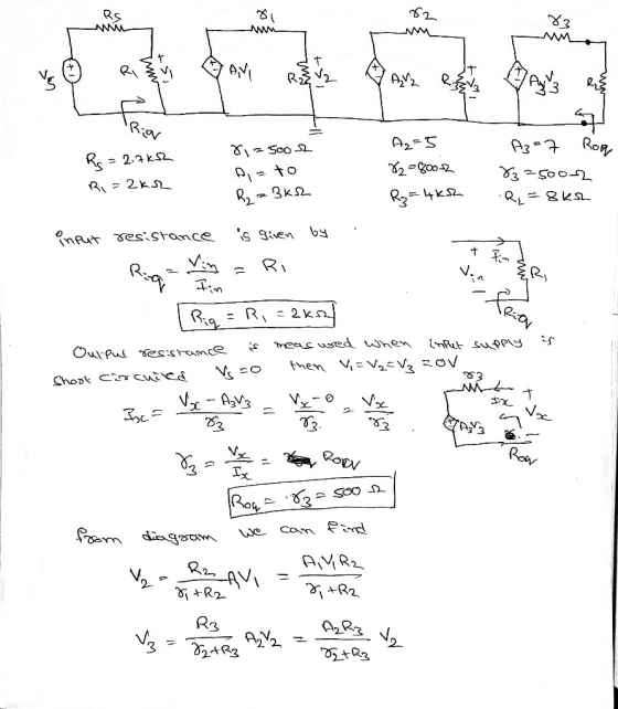 Rs 83 MW s +7 Ri t RzV2 AV2 Ay 3 Rior 81=500 2 Row Rs = 2.7k2 R = 2k2 A₂=5 82=800.2 Aia to R2 =Bk2 A3=7 83²5002 R₂ = 8ksh R