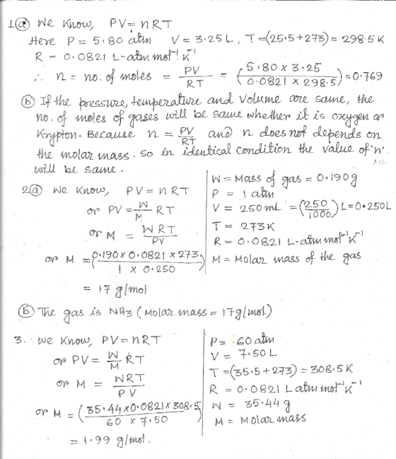 RT t@ We Know, PV=nRT Here P = 5.80 atm V= 325b-, T-2515+273) = 298.5K R = 0.0821 L-atm mot?? 5.80 X 3.25 n - no. of moles =