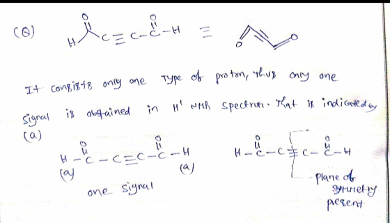 only proton, this on type of It congigt8 only one signal is obtained in Hi NMR spectrum. That is indicated on HC-cac-ch Hunct