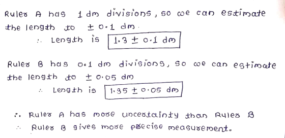 can estirmate i d divisions, Rules A SO COe has j the length O.1 dm. 1.3 o.1 do Length is Oo1 dm divisions, S o co e can esti