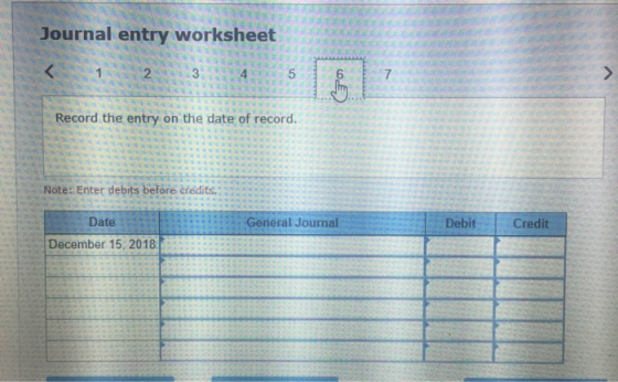 Journal entry worksheet < 1 2 3 4 Record the entry on the date of record. Note: Enter debits before credits. Date General Jou