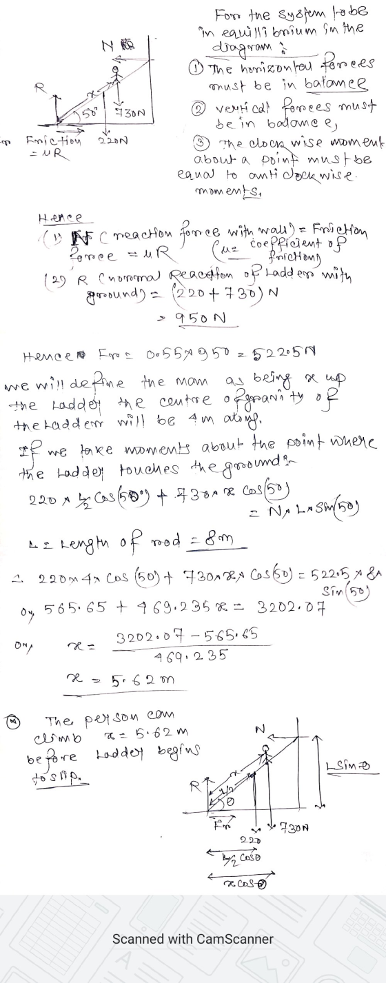 509 930N 2200 For the system to be in equilli brium in the N diagram ① The horizontal forces must be in batamce ® veut call f