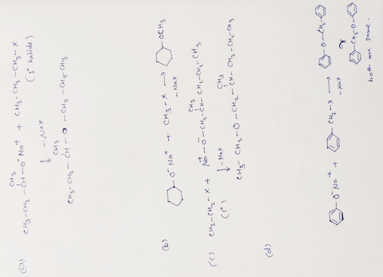 a) CH₂=CH₂ -die-onat + CH₂ - CH₂ - CH₂^x 1 halide) V - Nax CH3 CH₂ - CH₂ - CH -a -CH 2 -CH 2 CH 3 Do Nat + CH₃ -x - T OCH₃ -