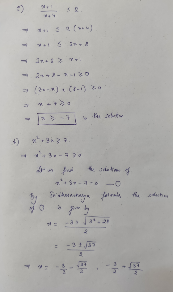 Ut aty sa. x+4 ati sa(n+4) ntis aut 8 20+ 8. > ntl 2x+8 - U-170 (21-2) + (8-1) > 0 n & 720 a> -7 is the solution b) 2+3877 n²