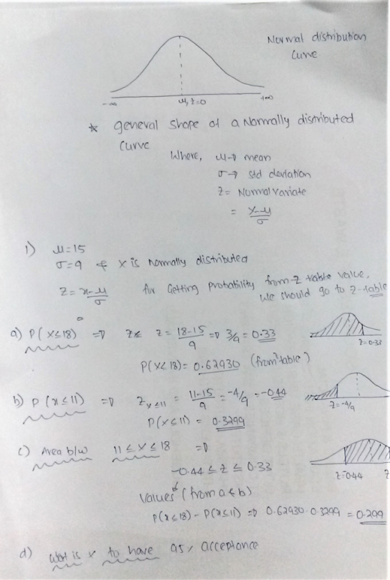 Ney wal distribution Cure * M, t=0 general shape of a Normally distributed Curve Where, ut mean og std deviation 2= Normal va