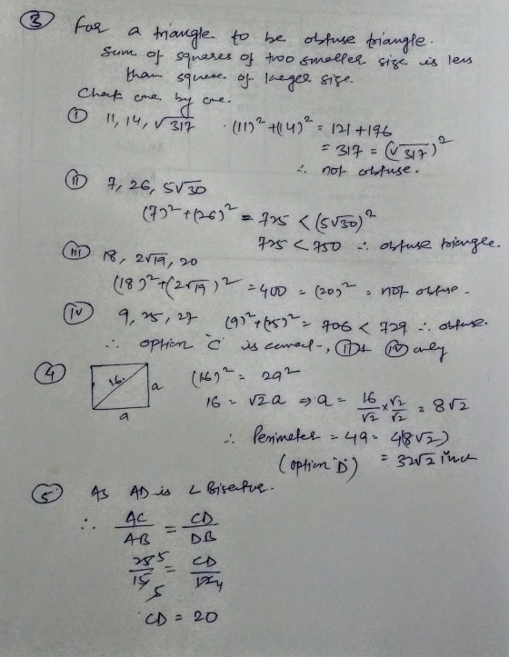for a one. 11, 14, 317 - ( 317.)? a triangle to be obfuse triangle. Sum of squares of too smaller size is leis than squece of