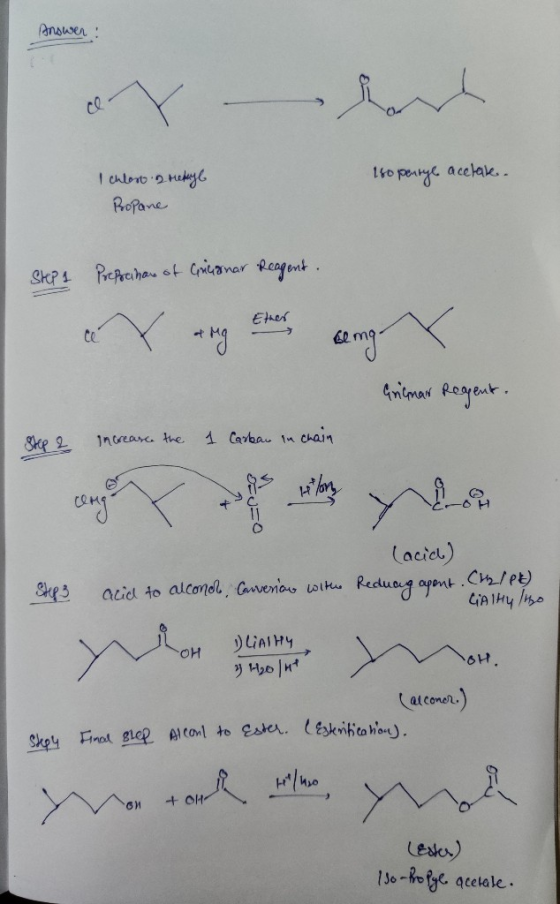 Answer: 160 penryl acetak. I chless 2 roky Propane Step 1 Prepocinan of Cringnar Reagent. & V are the song X Grimar Reagent.
