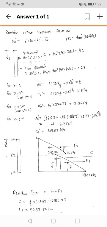 Ø 1:32 Answer 1 of 1 D + Ramkine ra active Pressure y z k-2 - SKA Po or dal Ka tan (us-01) /us-2012) 13 17 1 Yllkim? om 0-30