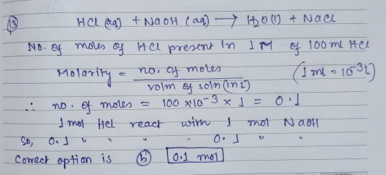 @ HAL Qg) + NaO11 (aq) 10 + Nall No. of mores of the present in 1 . of 100 me te C Molarity a no, of mores (Ime 1039 Camo 103