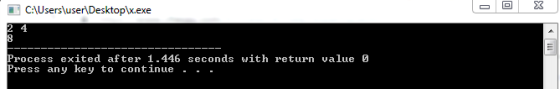 4 Process exited aftr 1.446 seconds with return value Press any key to continue . - -