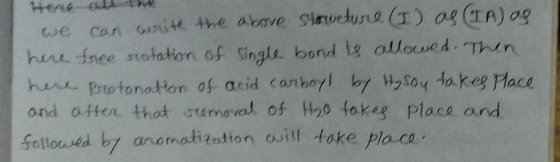 we can write the abuso structure (I) 0 (TA) 00 here free rotation of single bond is allowed. Then here Protonation of acid ca