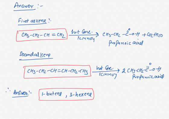 Answer :- First allcene. on CH3-CH2-CH=CH2 hot cone cherch. ?orn to that Linnoy profanoic are Second alliene | CH3-CH2-CH=CH-